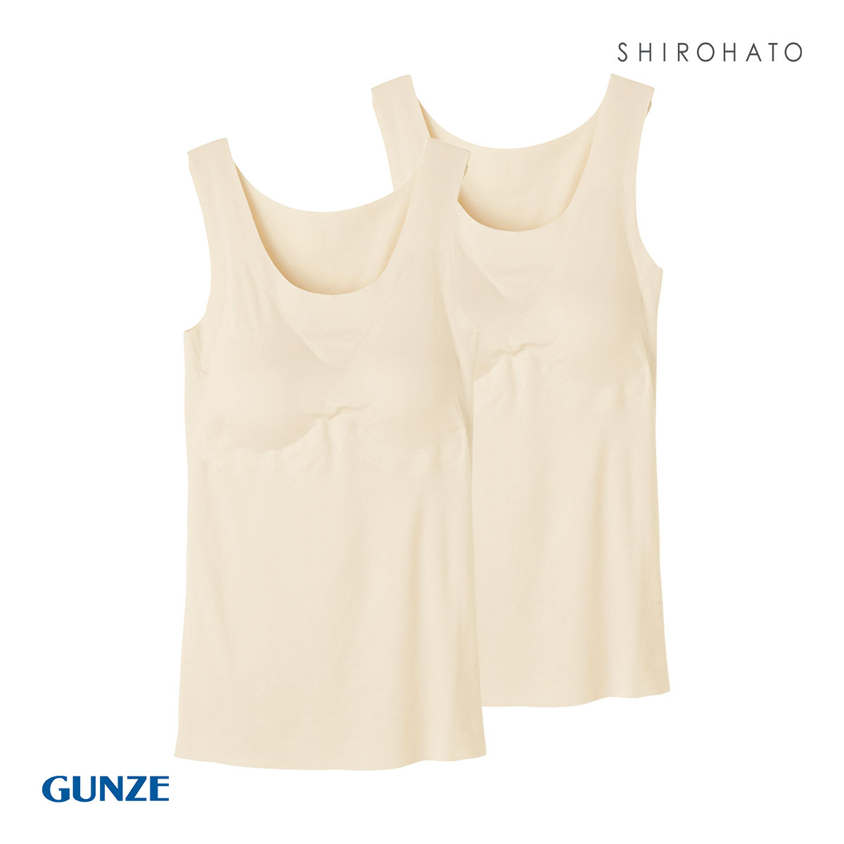 グンゼ GUNZE キレイラボ KIREILABO フィッテ Fitte オーガニックコットン混 パッド付き タンクトップ 2点セット レディース(LBE-薄ベージュ-M)