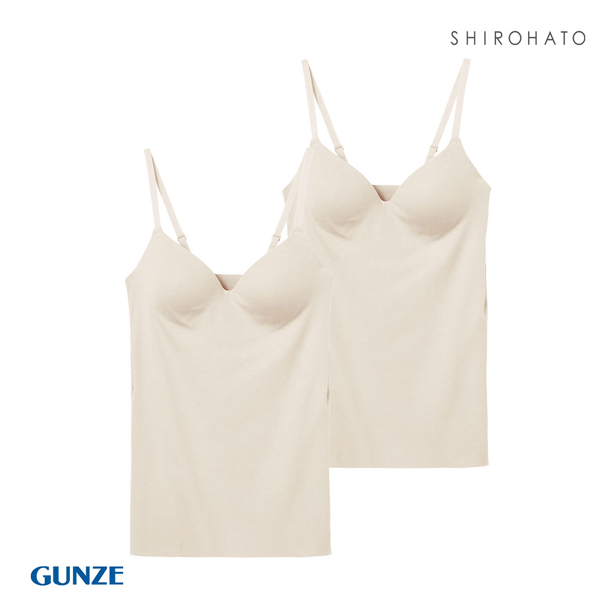 グンゼ GUNZE キレイラボ KIREILABO フィッテ Fitte オーガニックコットン混 ブラキャミソール 2点セット インナー カップ付き(LBE-薄ベージュ-M)