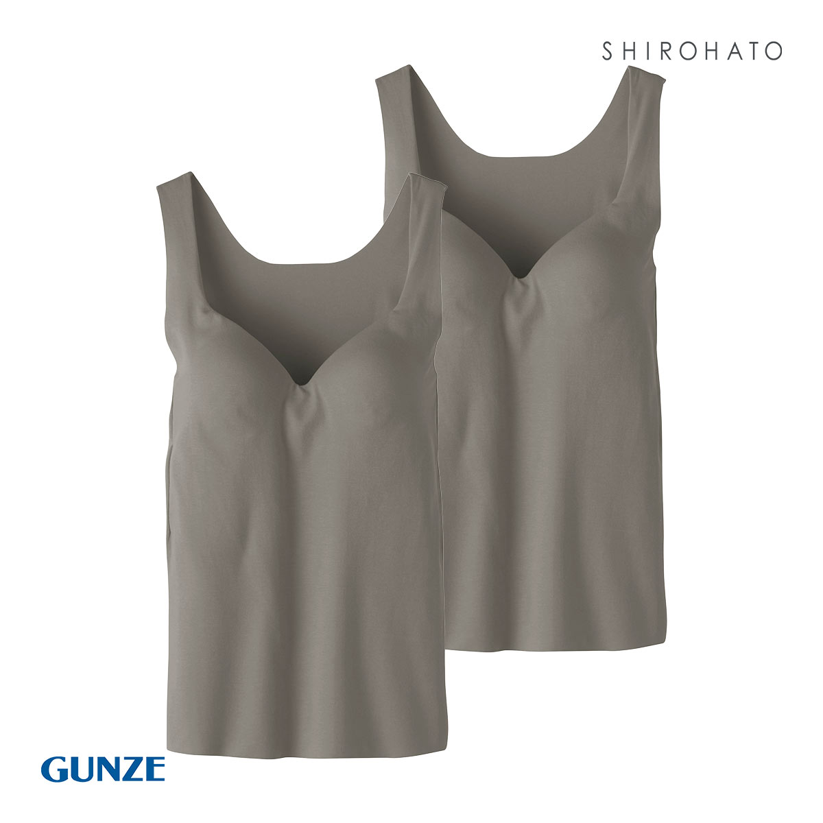 グンゼ GUNZE キレイラボ KIREILABO フィッテ Fitte オーガニックコットン混 ブラタンクトップ 2点セット インナー カップ付き(GY-グレー-M)