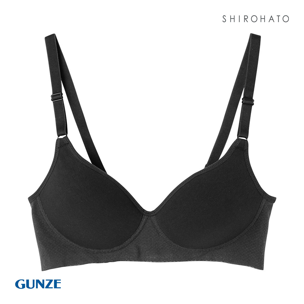 グンゼ GUNZE キレイラボ KIREILABO フィッテ Fitte ノンワイヤー ブラジャー レディース 単品 肌側オーガニックコットン(BK-ブラック-M)