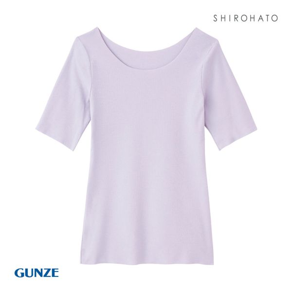 グンゼ GUNZE キレイラボ KIREILABO フィッテ Fitte オーガニックコットン混 5分袖 リブ インナー レディース カットオフ