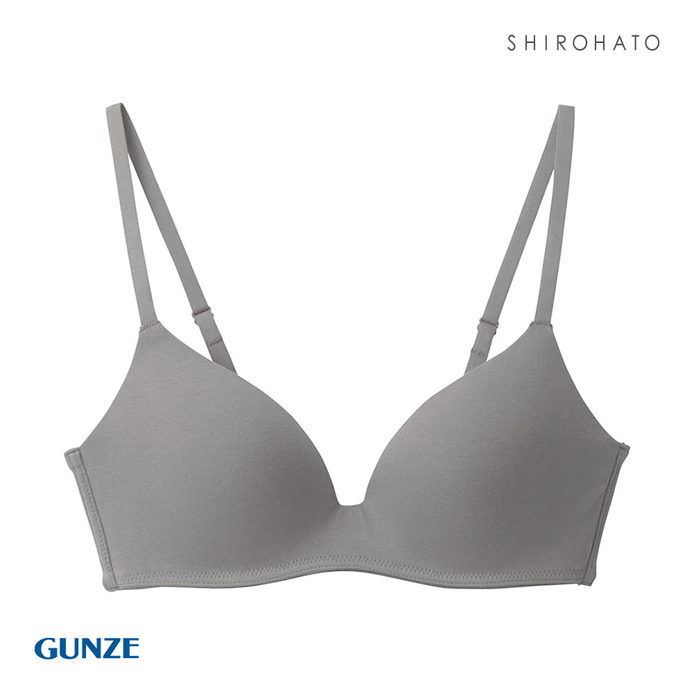 グンゼ GUNZE キレイラボ KIREILABO フィッテ Fitte COMFY MAKE BRA ブラジャー ノンワイヤー ハーフトップ オーガニックコットン混(GY-グレー-M)