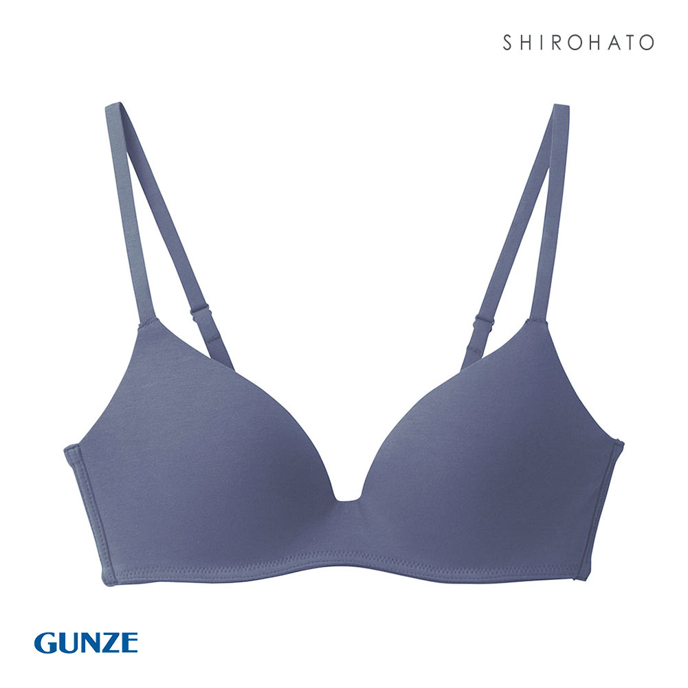 グンゼ GUNZE キレイラボ KIREILABO フィッテ Fitte COMFY MAKE BRA ブラジャー ノンワイヤー ハーフトップ オーガニックコットン混(ID-インディゴ-M)