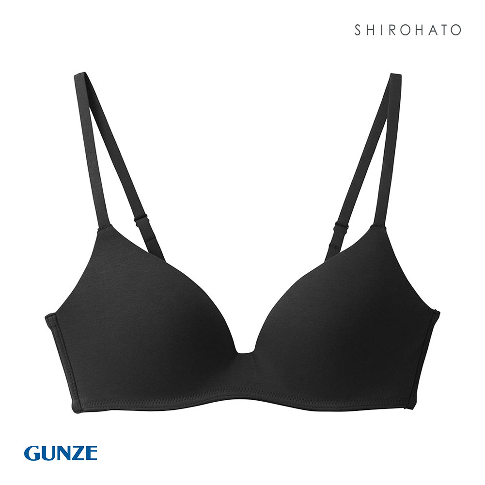 グンゼ GUNZE キレイラボ KIREILABO フィッテ Fitte COMFY MAKE BRA ブラジャー ノンワイヤー ハーフトップ オーガニックコットン混(BK-ブラック-M)