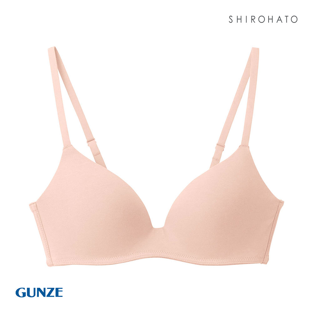 グンゼ GUNZE キレイラボ KIREILABO フィッテ Fitte COMFY MAKE BRA ブラジャー ノンワイヤー ハーフトップ オーガニックコットン混(PI-ピンク-M)