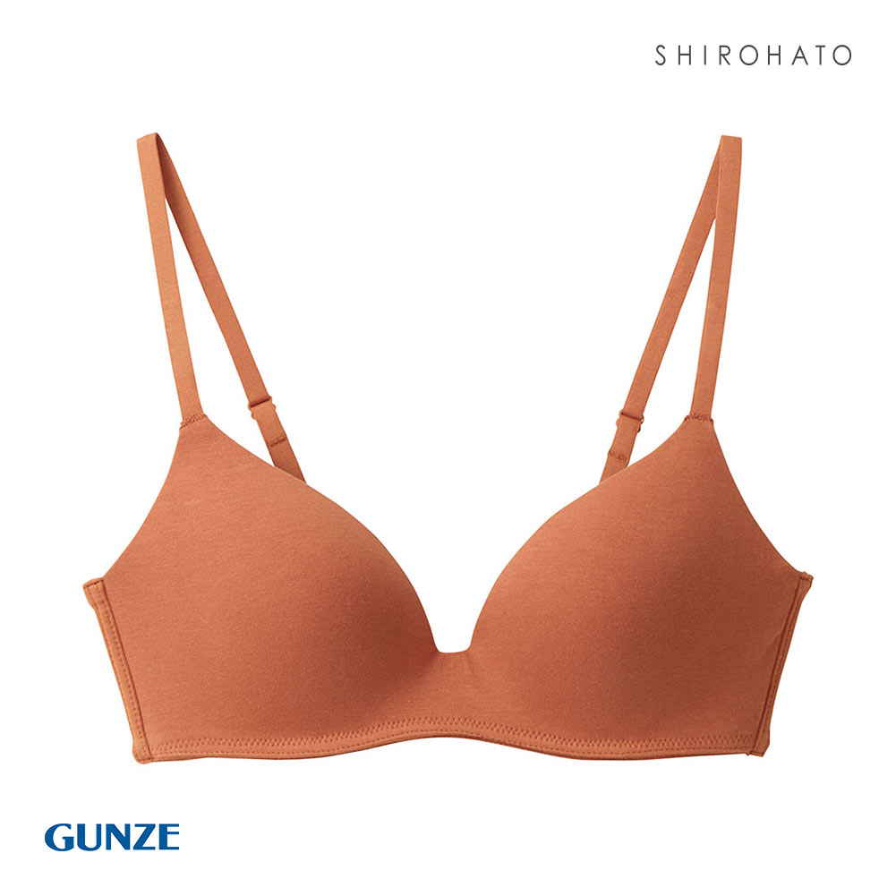グンゼ GUNZE キレイラボ KIREILABO フィッテ Fitte COMFY MAKE BRA ブラジャー ノンワイヤー ハーフトップ オーガニックコットン混(REG-レンガ-M)