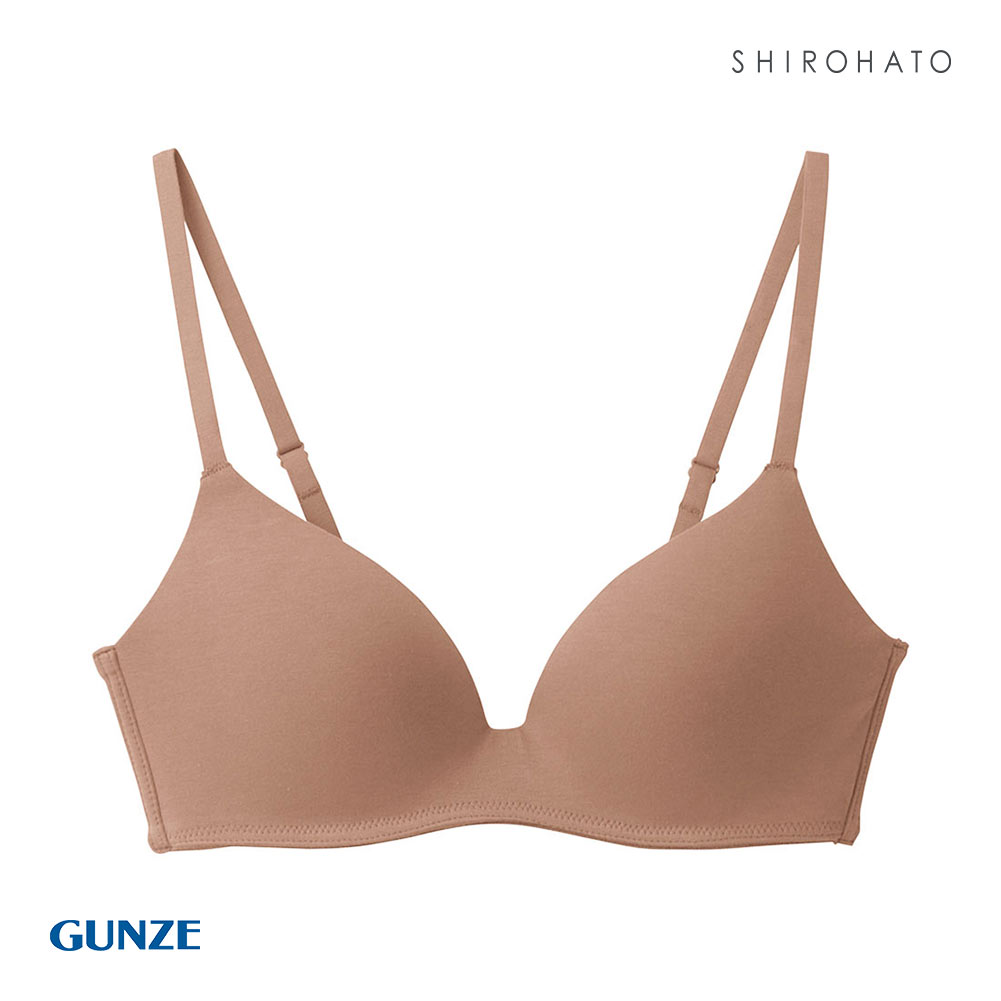 グンゼ GUNZE キレイラボ KIREILABO フィッテ Fitte COMFY MAKE BRA ブラジャー ノンワイヤー ハーフトップ オーガニックコットン混(MO-モカ-M)