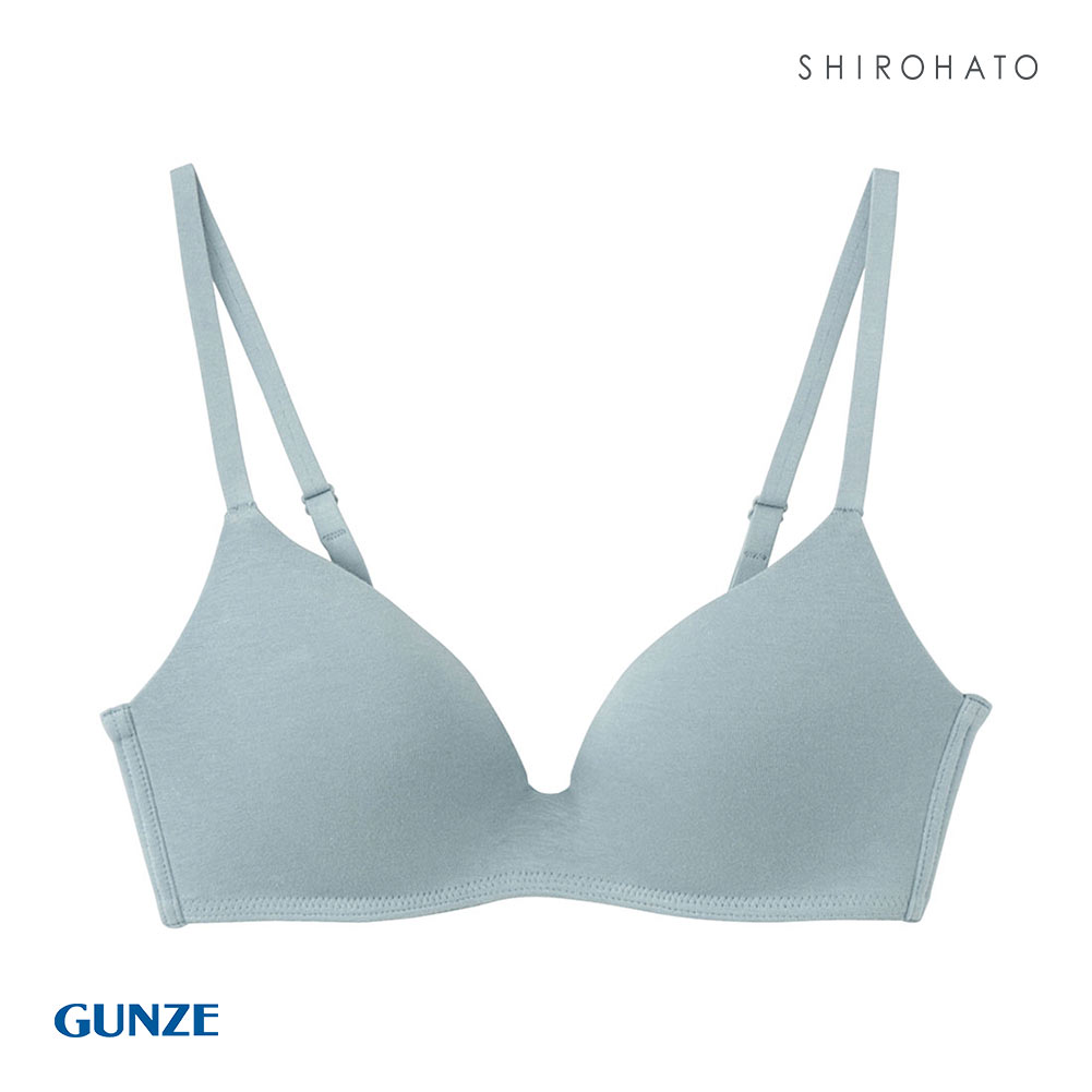グンゼ GUNZE キレイラボ KIREILABO フィッテ Fitte COMFY MAKE BRA ブラジャー ノンワイヤー ハーフトップ オーガニックコットン混(LBU-薄ブルー-M)