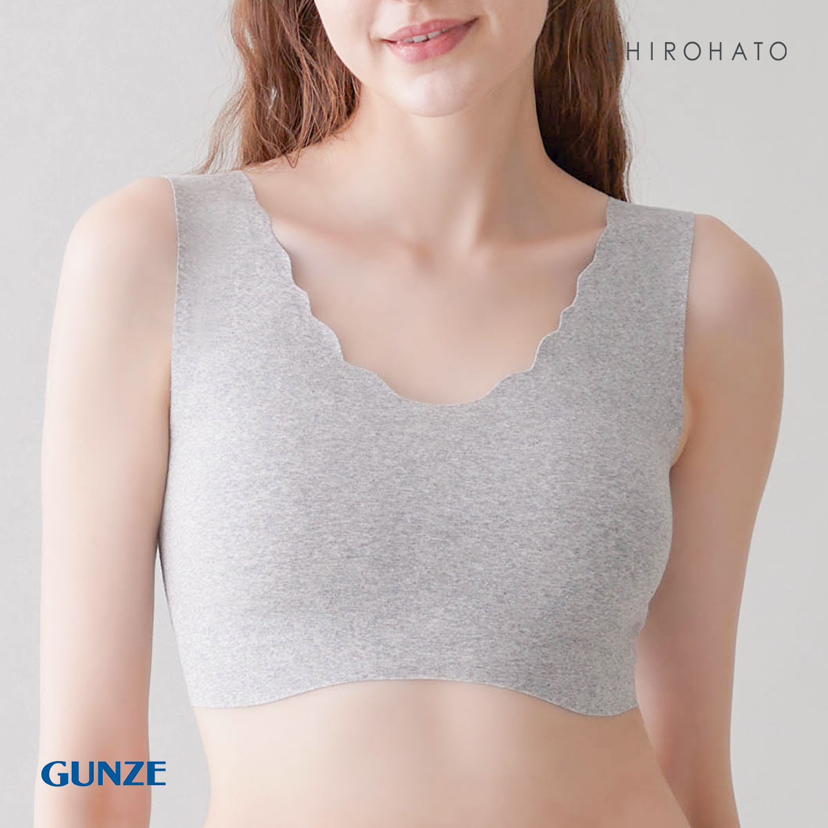 グンゼ GUNZE キレイラボ KIREILABO 完全無縫製 うるおい保湿 綿混 ハーフトップ レディース ノンワイヤー 単品(HGY-杢グレー-M)
