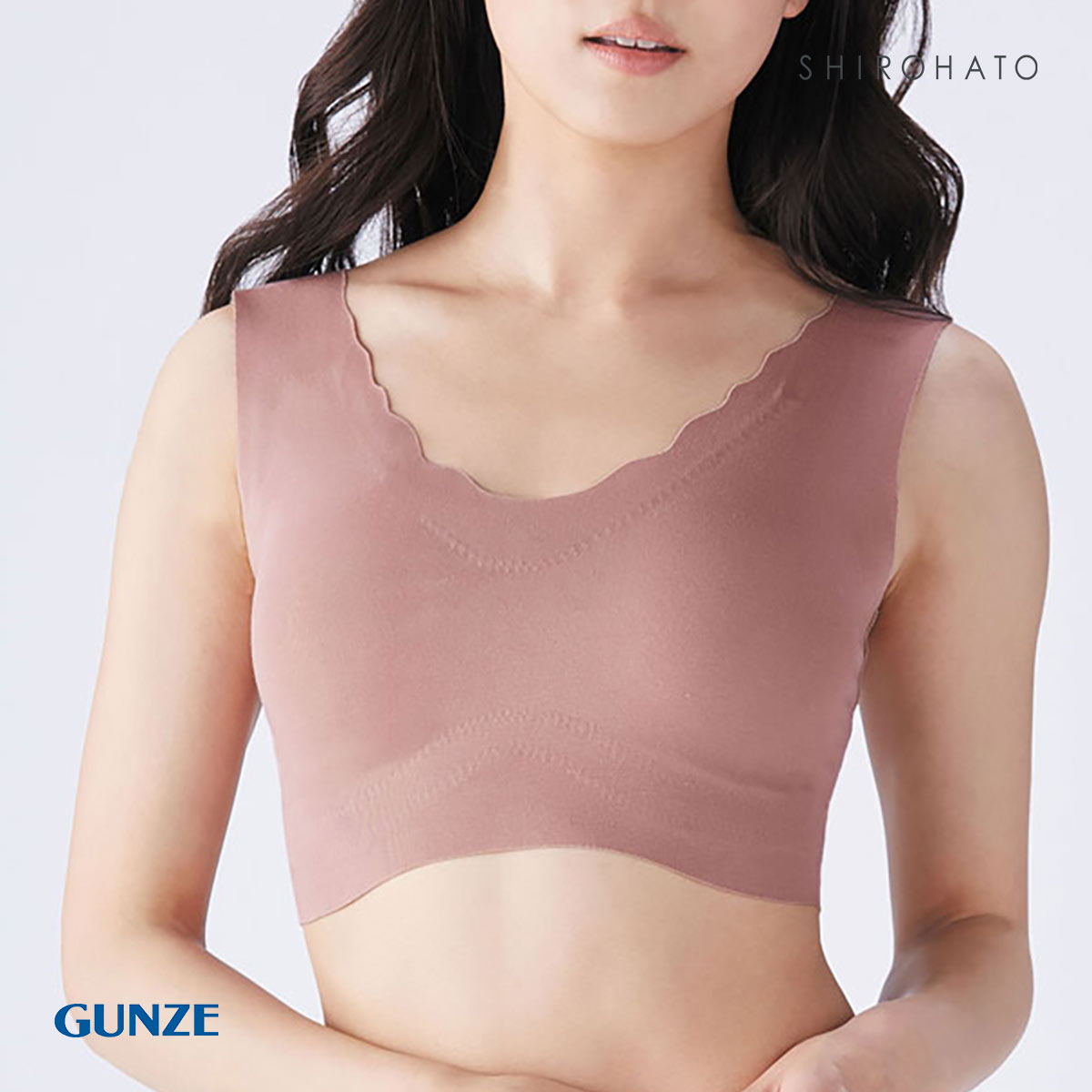 グンゼ GUNZE キレイラボ KIREILABO 完全無縫製 うるおい保湿 綿混 ハーフトップ レディース ノンワイヤー 単品(DPI-濃ピンク-M)