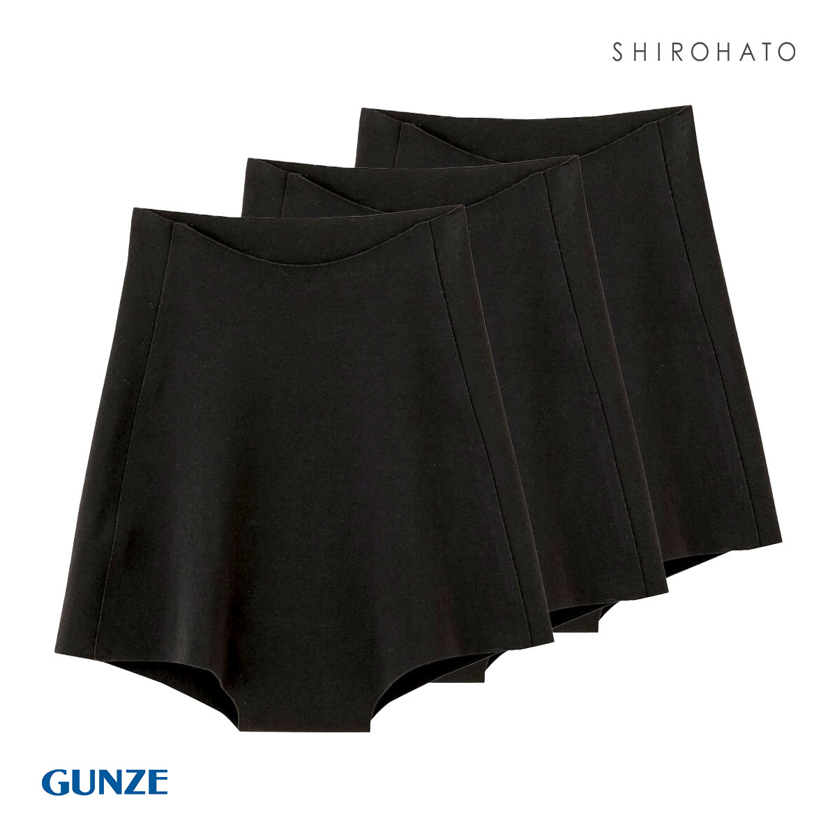 グンゼ GUNZE キレイラボ KIREILABO ボーイレングス ショーツ 深ばき 1分丈 3枚セット 完全無縫製 シームレス うるおい保湿(BK-ブラック-M)