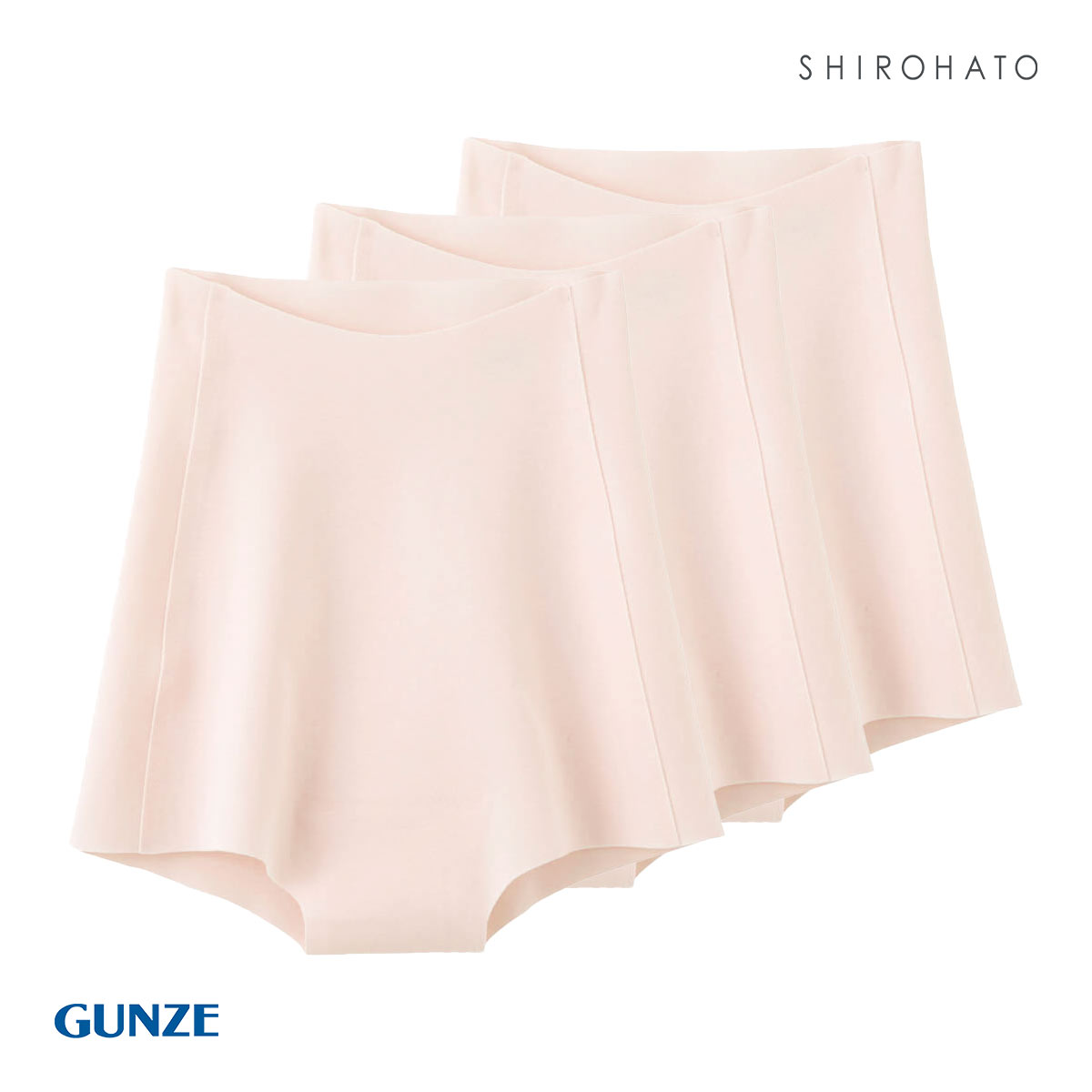 グンゼ GUNZE キレイラボ KIREILABO ボーイレングス ショーツ 深ばき 1分丈 3枚セット 完全無縫製 シームレス うるおい保湿(LPI-薄ピンク-M)