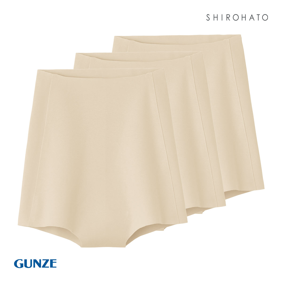 グンゼ GUNZE キレイラボ KIREILABO ボーイレングス ショーツ 深ばき 1分丈 3枚セット 完全無縫製 シームレス うるおい保湿(BE-ベージュ-M)
