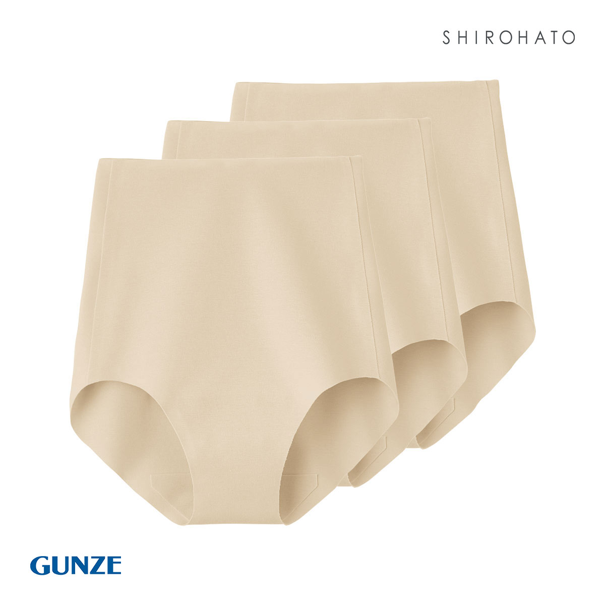 グンゼ GUNZE キレイラボ KIREILABO 完全無縫製 うるおい保湿 綿混 レギュラーショーツ 3枚セット(BE-ベージュ-M)