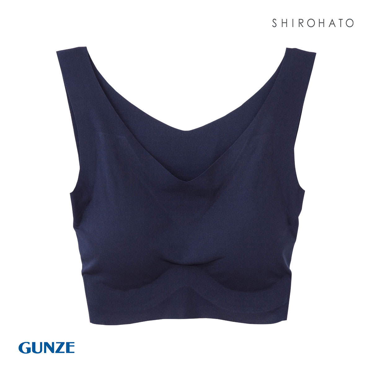 グンゼ GUNZE キレイラボ KIREILABO 完全無縫製 うるおい保湿 ハーフトップ クールタイプ ノンワイヤー ワイヤレスブラ(NV-ネイビー-M)