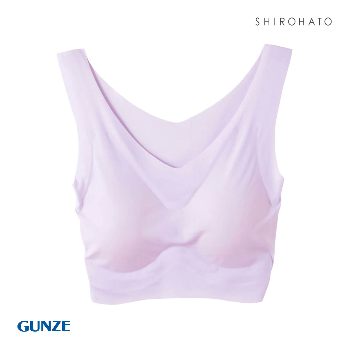 グンゼ GUNZE キレイラボ KIREILABO 完全無縫製 うるおい保湿 ハーフトップ クールタイプ ノンワイヤー ワイヤレスブラ(LV-ラベンダー-M)