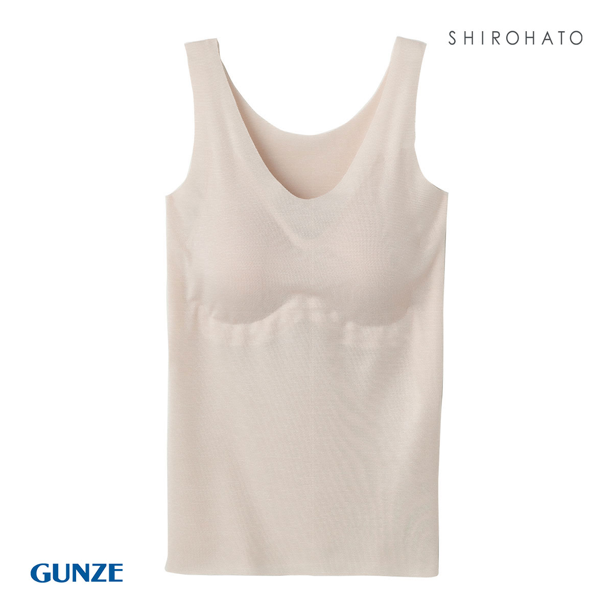 グンゼ GUNZE キレイラボ KIREILABO 完全無縫製COOL タンクトップ カップ付き さわやかメッシュ(LBE-薄ベージュ-M)