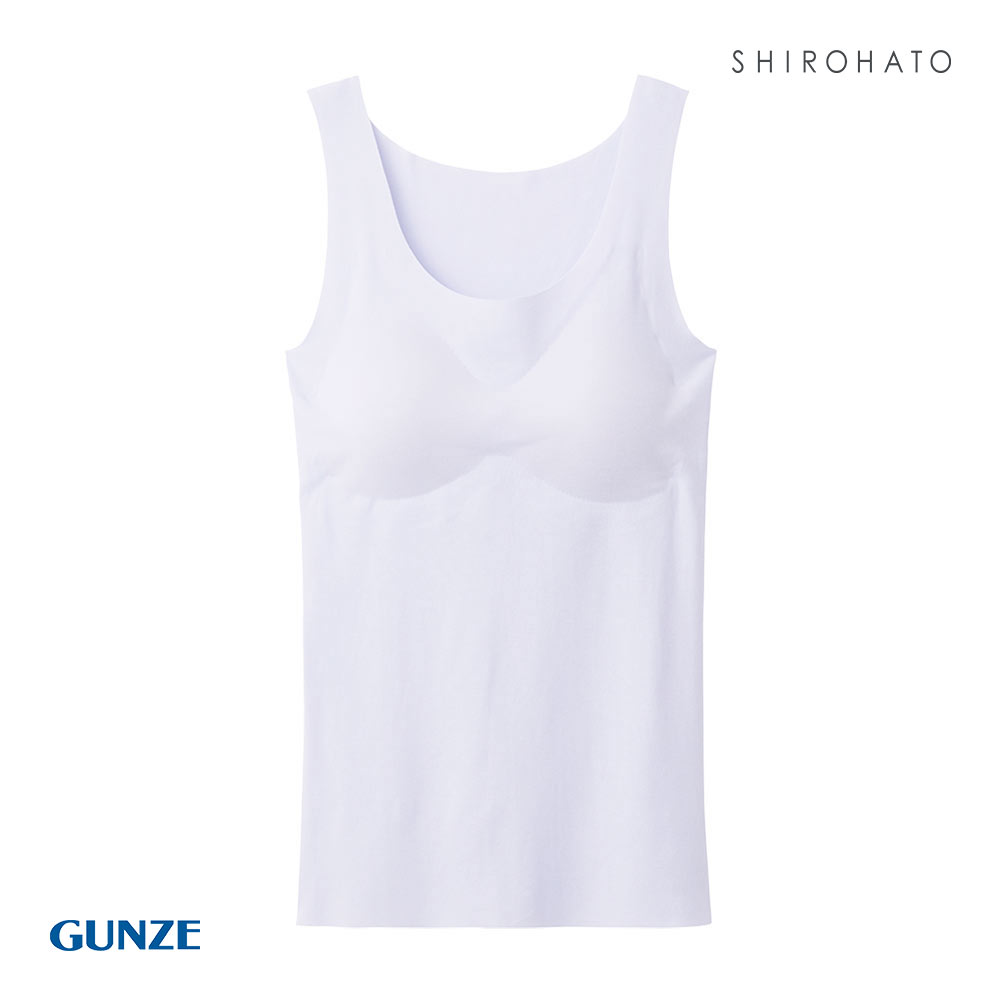 グンゼ GUNZE キレイラボ KIREILABO 完全無縫製COOL 軽のび綿レーヨン パッド付 タンクトップ クール ラン型インナー(IPU-アイスパープル-M)