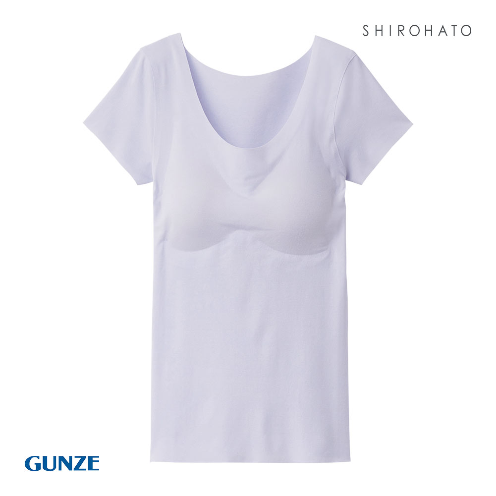 グンゼ GUNZE キレイラボ KIREILABO パッド付 2分袖インナー レディース 日本製(SX-サックス-M)