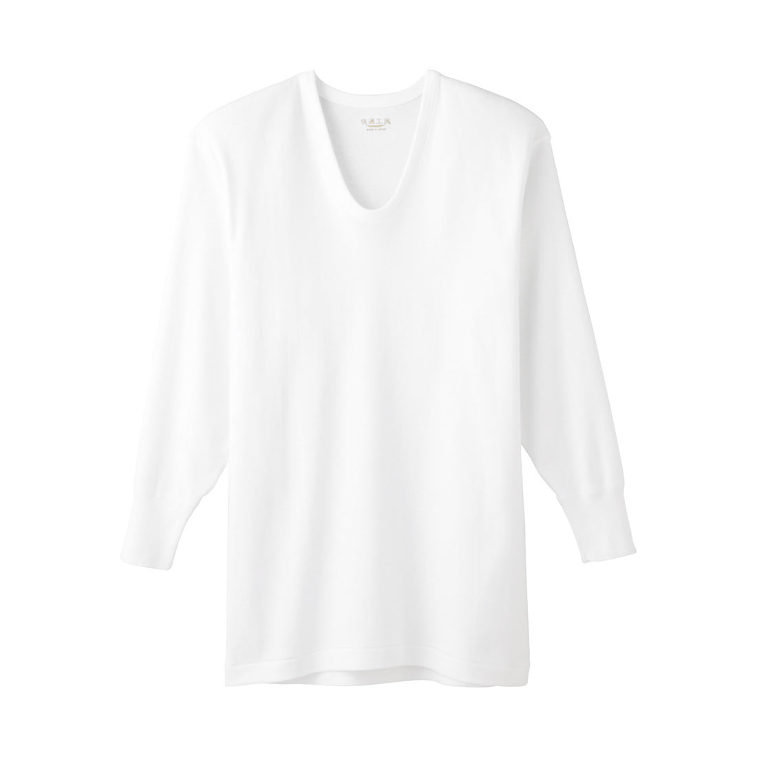 グンゼ GUNZE 快適工房 長袖 U首 シャツ 袖丈長め メンズ インナー 綿100％ Uネック 日本製 抗菌防臭(WH-ホワイト-M)