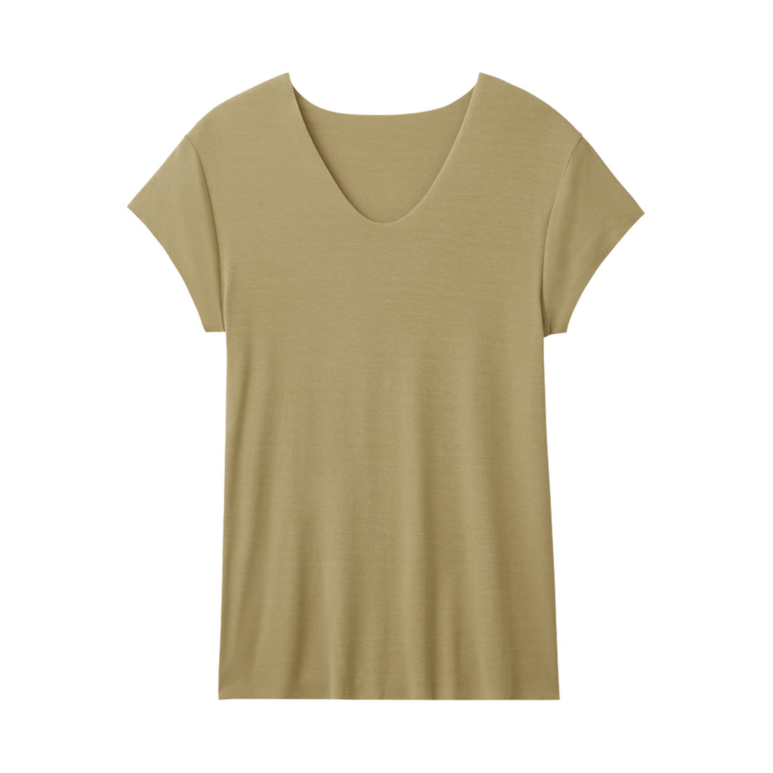 グンゼ GUNZE アドバンスレーベル ADVANCE LABEL Uネック 半袖 シャツ メンズ カットオフ 持続消臭(KH-カーキ-S)