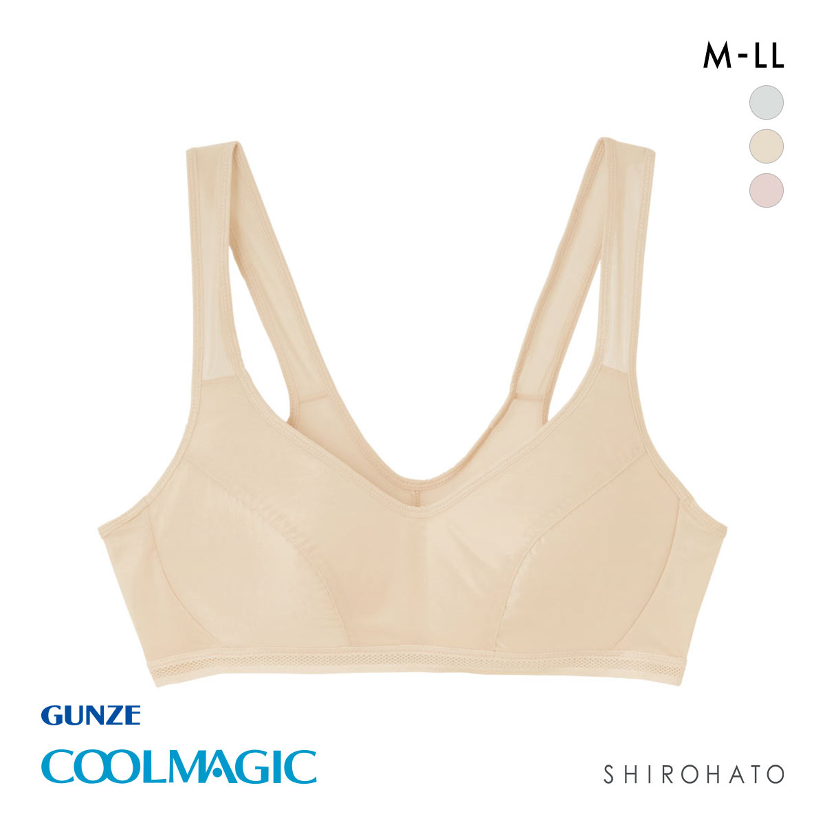 グンゼ GUNZE クールマジック COOLMAGIC ノンワイヤー ブラジャー レディース 単品(LBE-薄ベージュ-M)