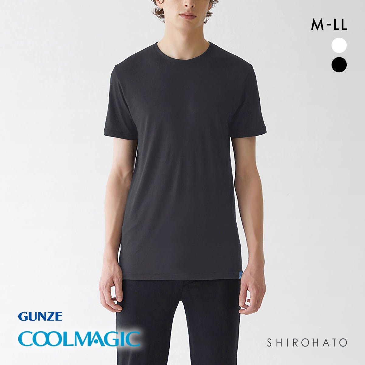 グンゼ クールマジック Tシャツ クルーネックＴシャツ メンズ GUNZE(BK-ブラック-M)