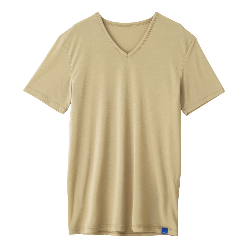 グンゼ GUNZE クールマジック COOLMAGIC 吸汗天竺VネックTシャツ 吸汗速乾 消臭 冷感(LBE-薄ベージュ-M)