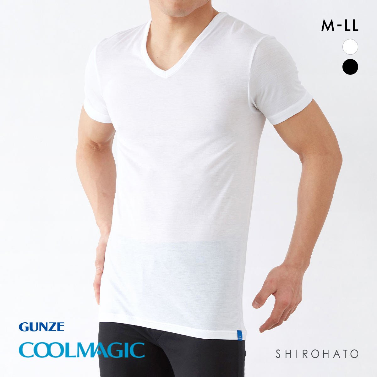 グンゼ クールマジック Tシャツ Vネック メンズ GUNZE(WH-ホワイト-M)