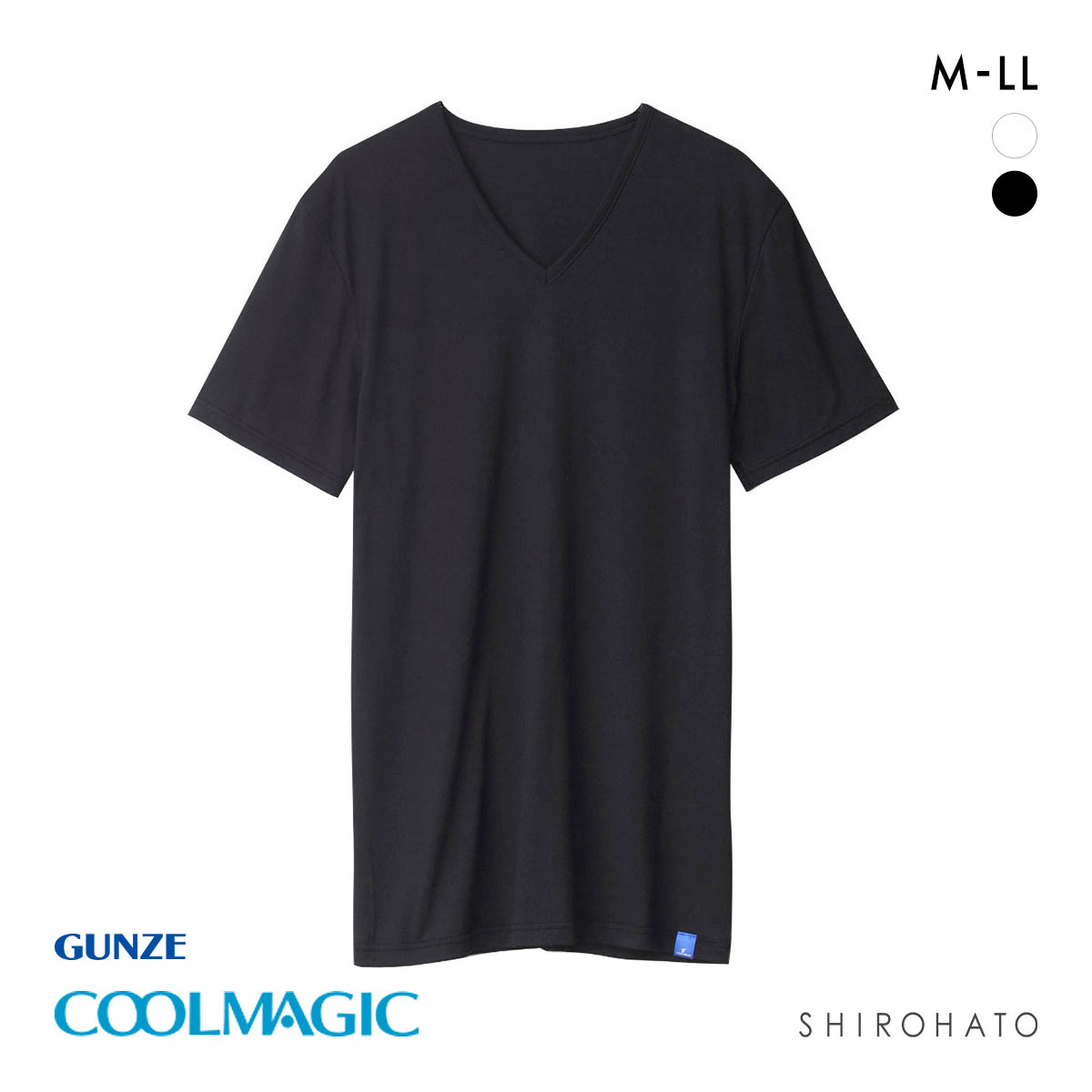 グンゼ クールマジック Tシャツ Vネック メンズ GUNZE(BK-ブラック-M)