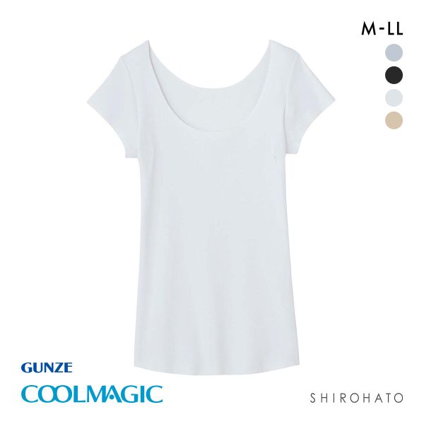 グンゼ GUNZE クールマジック COOLMAGIC 素肌さらり 汗取り付 フレンチ袖 Tシャツ レディース インナー 脇汗 ひびきにくい 吸汗速乾
