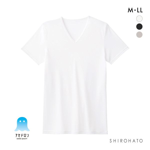 グンゼ GUNZE アセドロン Vネック Tシャツ 鹿の子 半袖 インナー メンズ