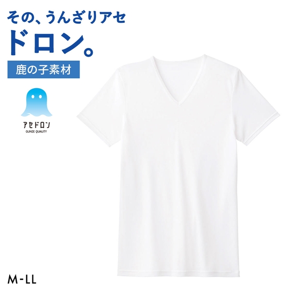 グンゼ GUNZE アセドロン Vネック Tシャツ 鹿の子 半袖 インナー メンズ