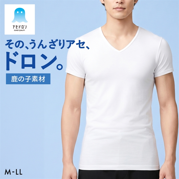 グンゼ GUNZE アセドロン Vネック Tシャツ 鹿の子 半袖 インナー メンズ