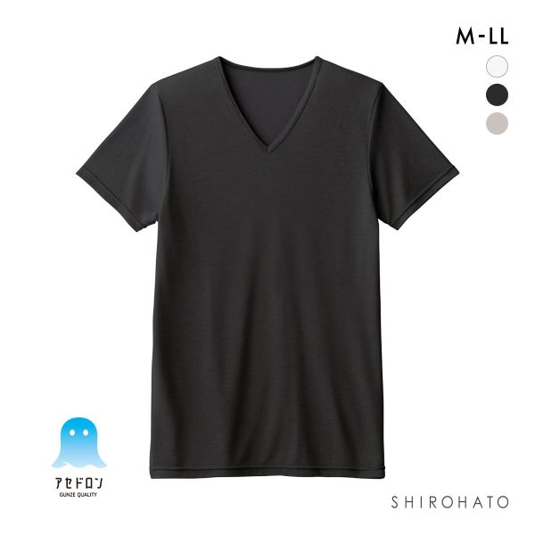 グンゼ GUNZE アセドロン Vネック Tシャツ 鹿の子 半袖 インナー メンズ