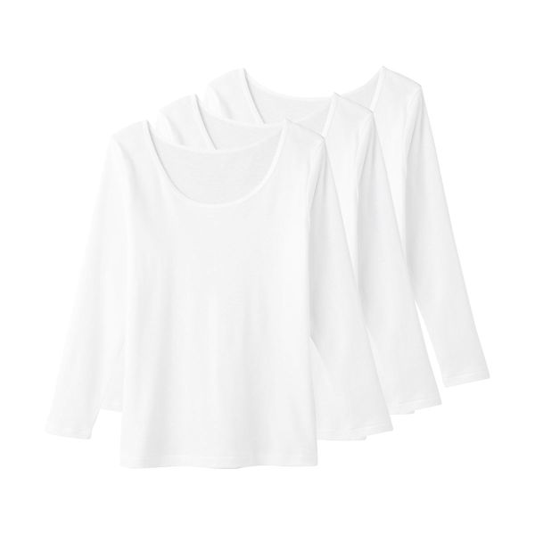 グンゼ GUNZE キテミル kitemiru 長袖 シャツ インナー 3点セット レディース 8分袖 綿100％ 柔らかコットン