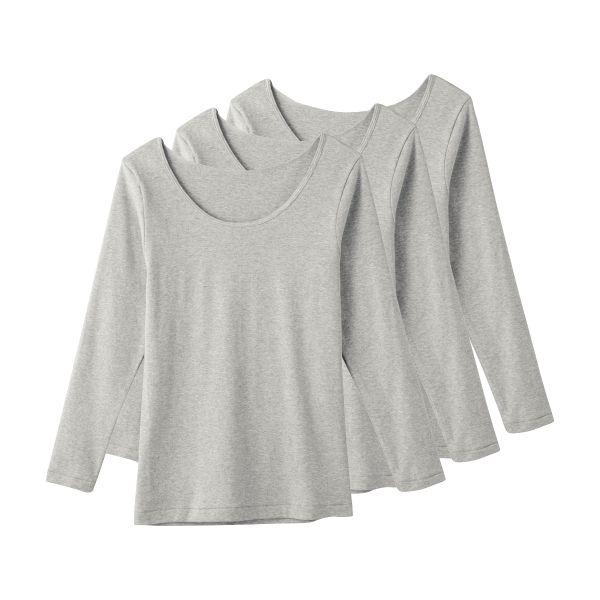 グンゼ GUNZE キテミル kitemiru 長袖 シャツ インナー 3点セット レディース 8分袖 綿100％ 柔らかコットン