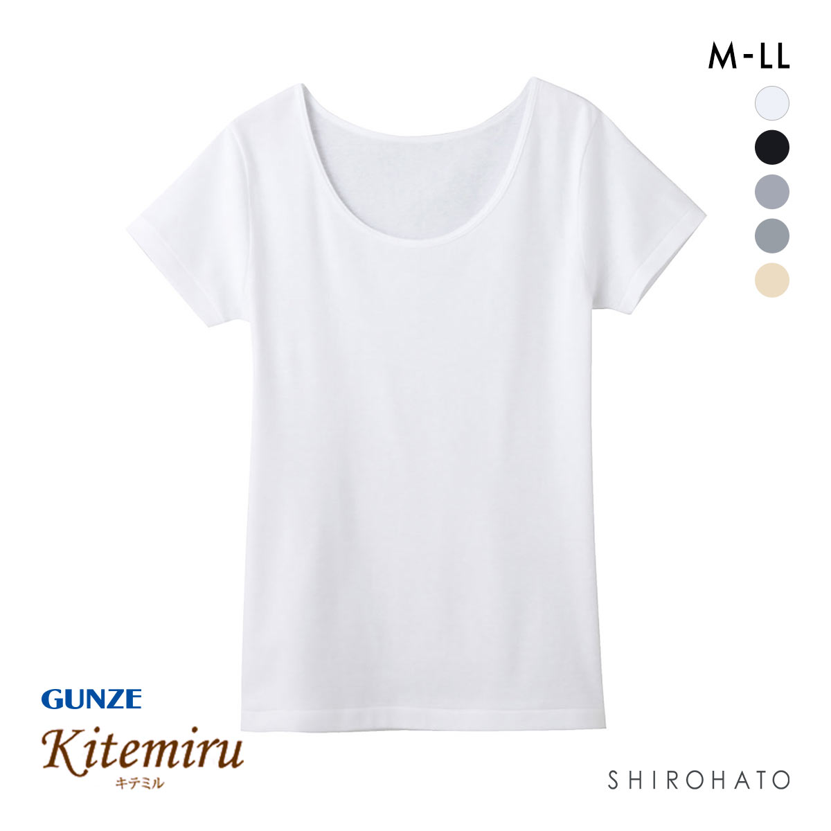 キテミル kitemiru 綿100％ 柔らかコットン 2分袖 インナー MF5052(WH-ホワイト-M)