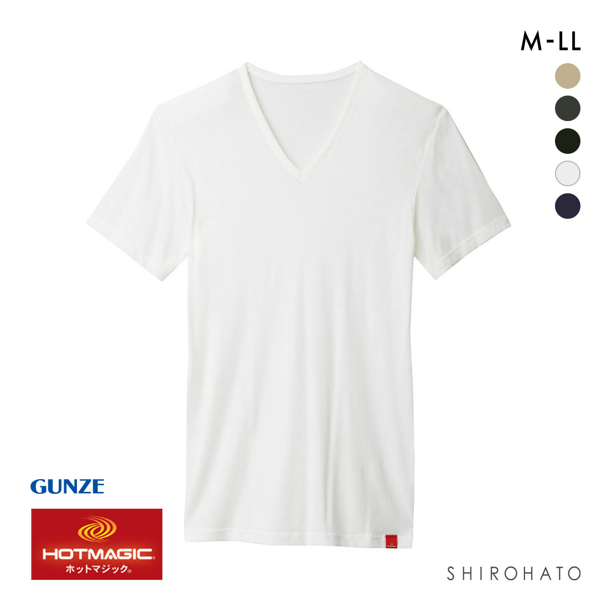 グンゼ GUNZE ホットマジック HOTMAGIC Vネック 半袖 シャツ 柔らか 温か(OW-オフホワイト-M)