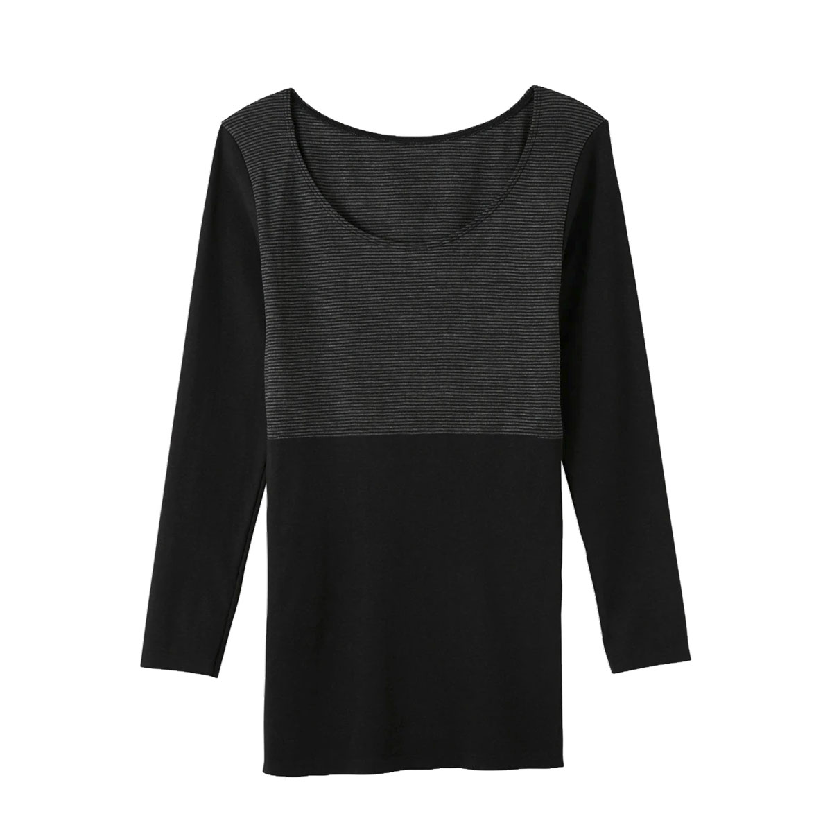 グンゼ GUNZE ホットマジック HOTMAGIC 8分袖 長袖 インナー 集中保温 発熱 シームレス 薄手 あったか(BK-ブラック-M)