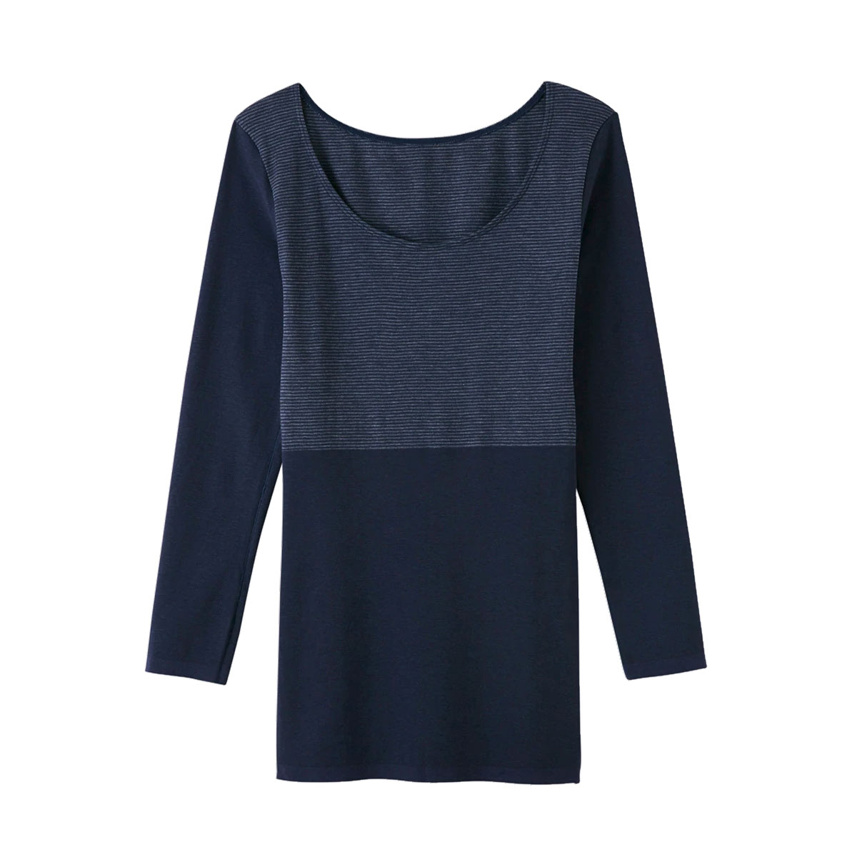 グンゼ GUNZE ホットマジック HOTMAGIC 8分袖 長袖 インナー 集中保温 発熱 シームレス 薄手 あったか(NV-ネイビー-M)