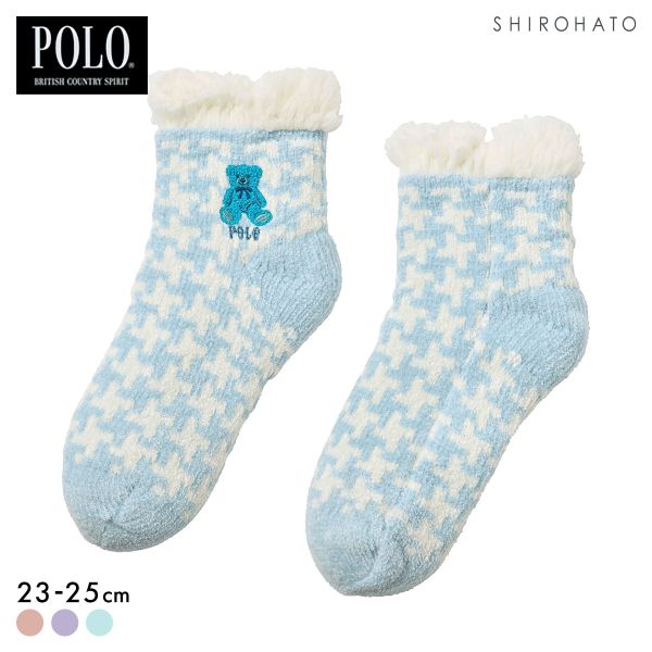 ポロ ハウンドトゥース柄 内ボア ルームソックス レディース 靴下 婦人 POLO