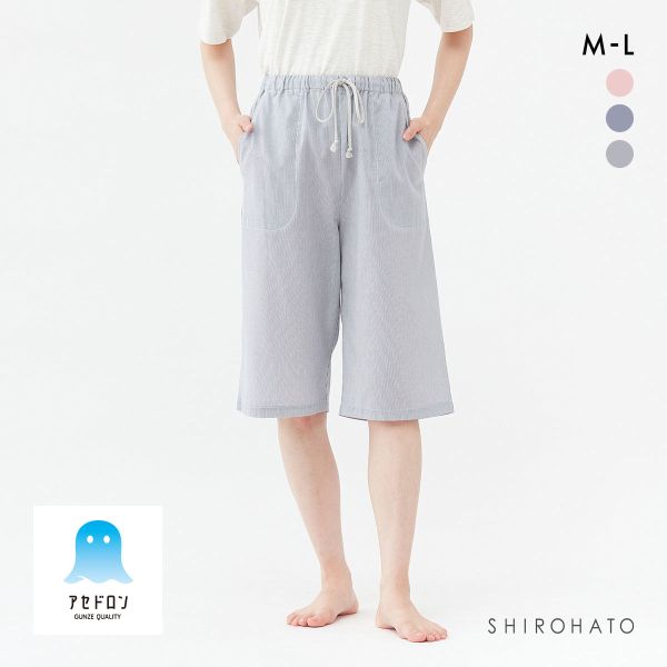 グンゼ アセドロン パンツ ストライプ 6分丈 レディース パジャマ GUNZE