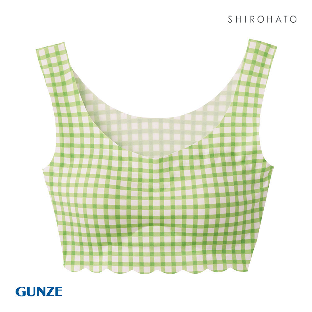 グンゼ GUNZE トゥシェ Tuche 縫い目0 ハーフトップ ノンワイヤー プリントタイプ ブラジャー ワイヤレスブラ 単品(LGR-薄グリーン-M)