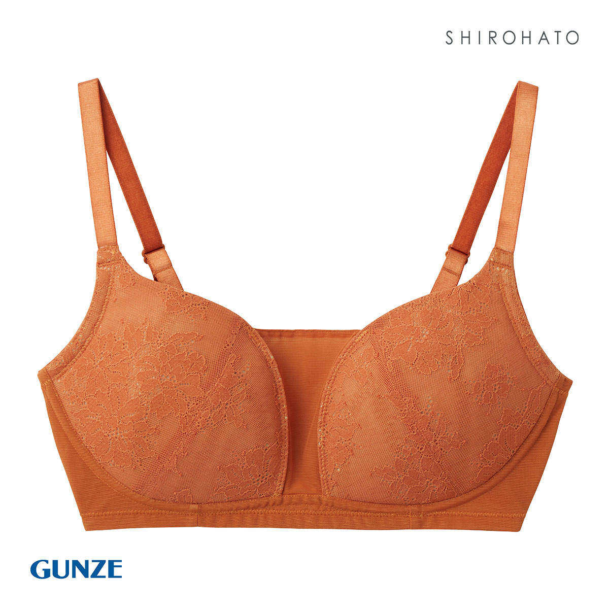 グンゼ GUNZE トゥシェ Tuche ミューズメーカー MUSE MAKER 胸を小さく見せるブラ ブラジャー レディース 単品(OR-オレンジ-L)