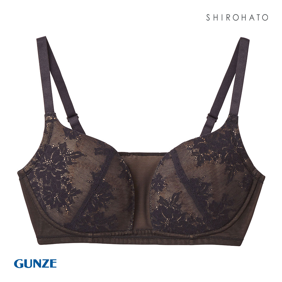 グンゼ GUNZE トゥシェ Tuche ミューズメーカー MUSE MAKER 胸を小さく見せるブラ ブラジャー レディース 単品(BK-ブラック-L)