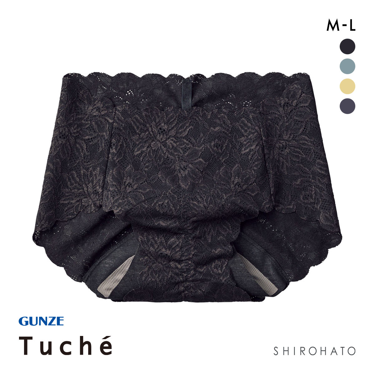 グンゼ GUNZE トゥシェ Tuche チェリッシュムーン cherish moon 吸収型 サニタリーショーツ 軽い日用 7層構造 日本製(BK-ブラック-M)