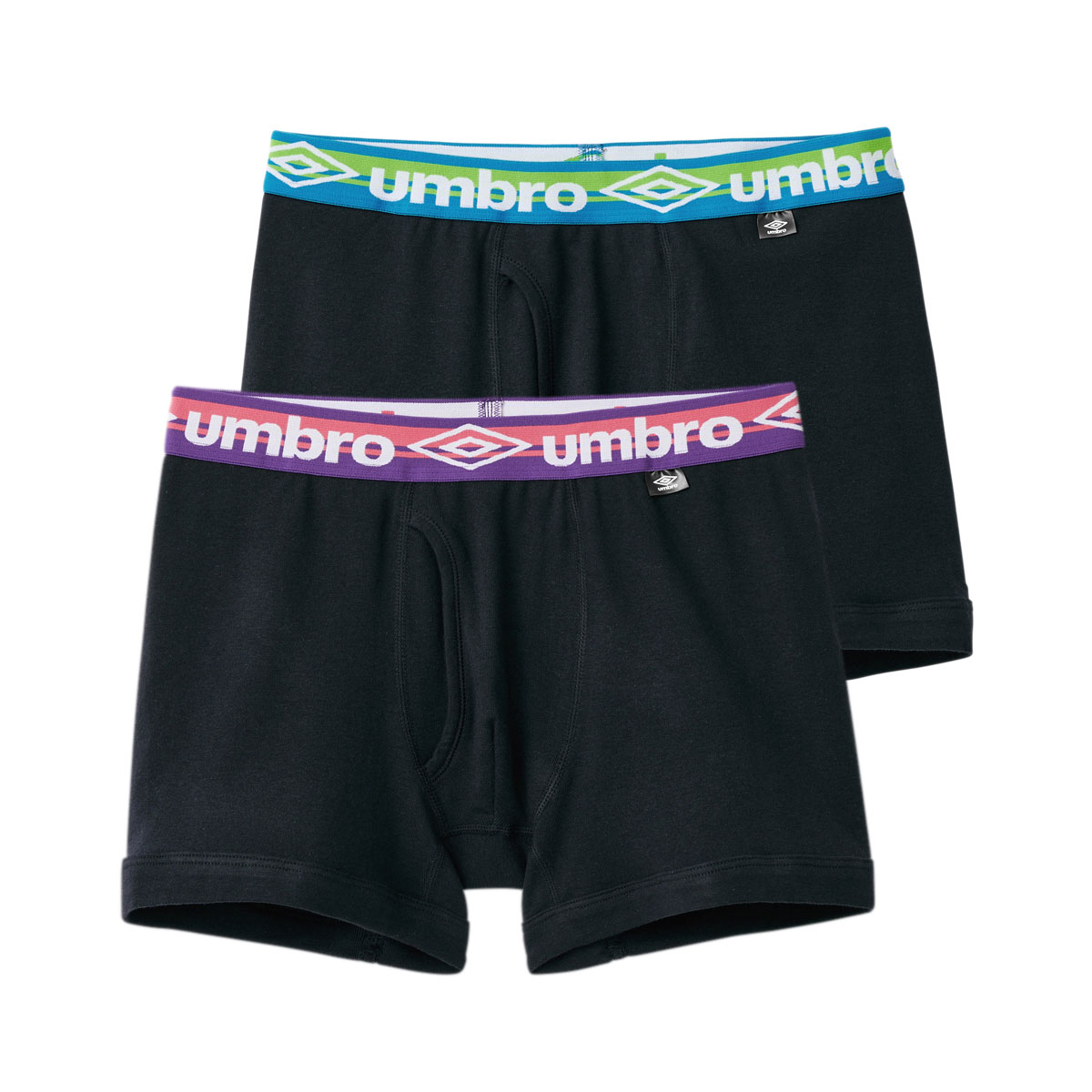 アンブロ UMBRO 2P ボクサーパンツ 2枚組 メンズ ソリッド 前あき 綿100％(Set-M)
