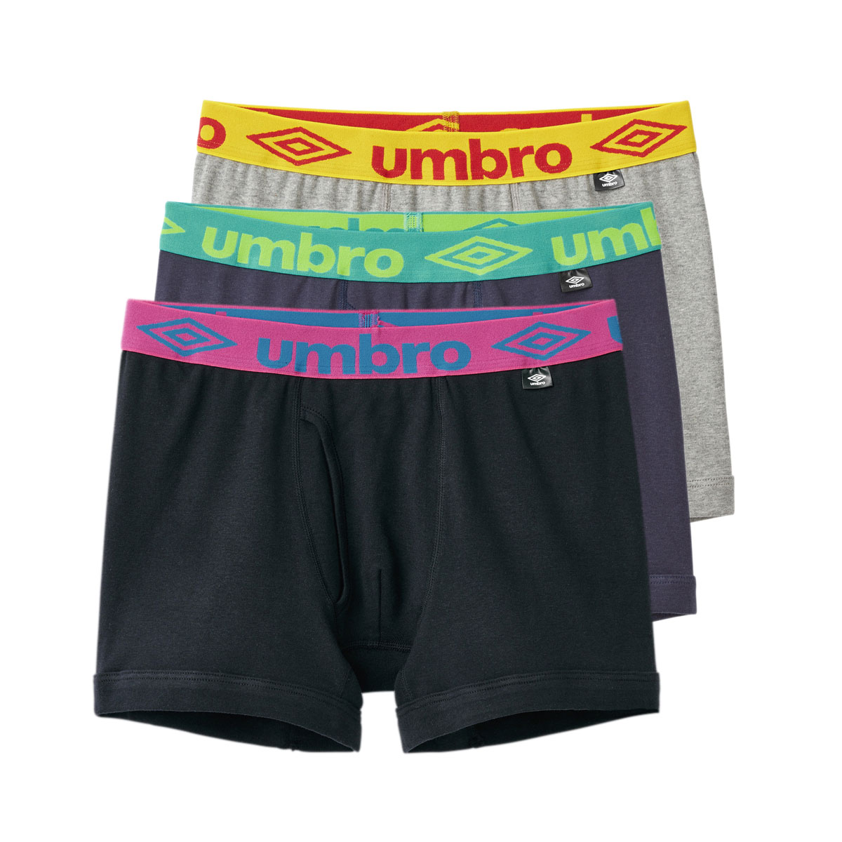 アンブロ UMBRO 3P ボクサーパンツ 3枚組 メンズ ソリッド コットン 前あき 綿100％(Set-M)