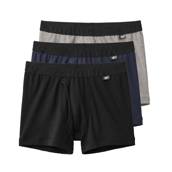 アンブロ UMBRO 3P ボクサーパンツ 3枚組 メンズ ソリッド コットン 前あき 綿100％